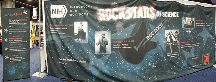 NIH display showing a guitar and the words Rockstars of Science